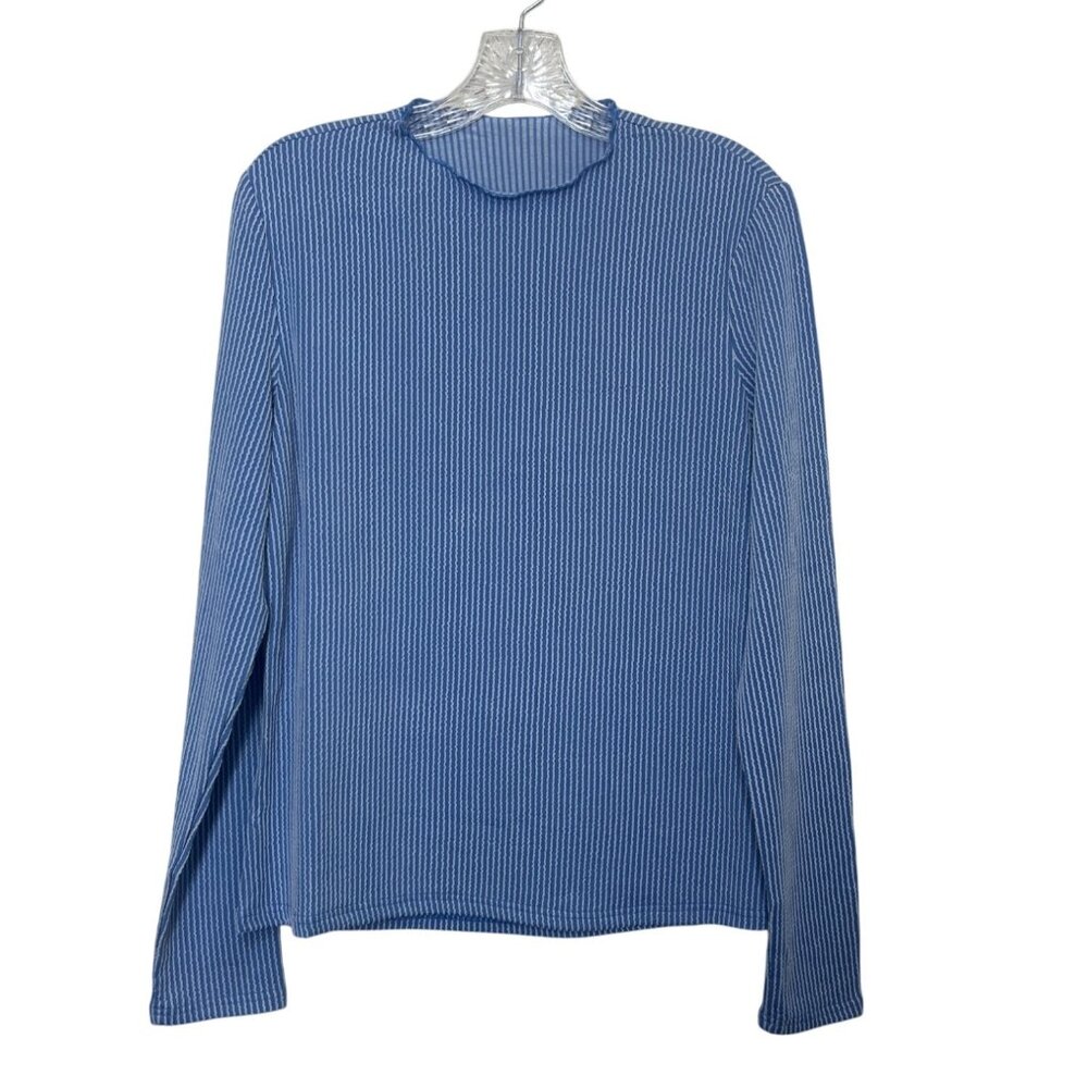 Zanzea Striped Shirt Womens Large Blue White New Long Sleeve